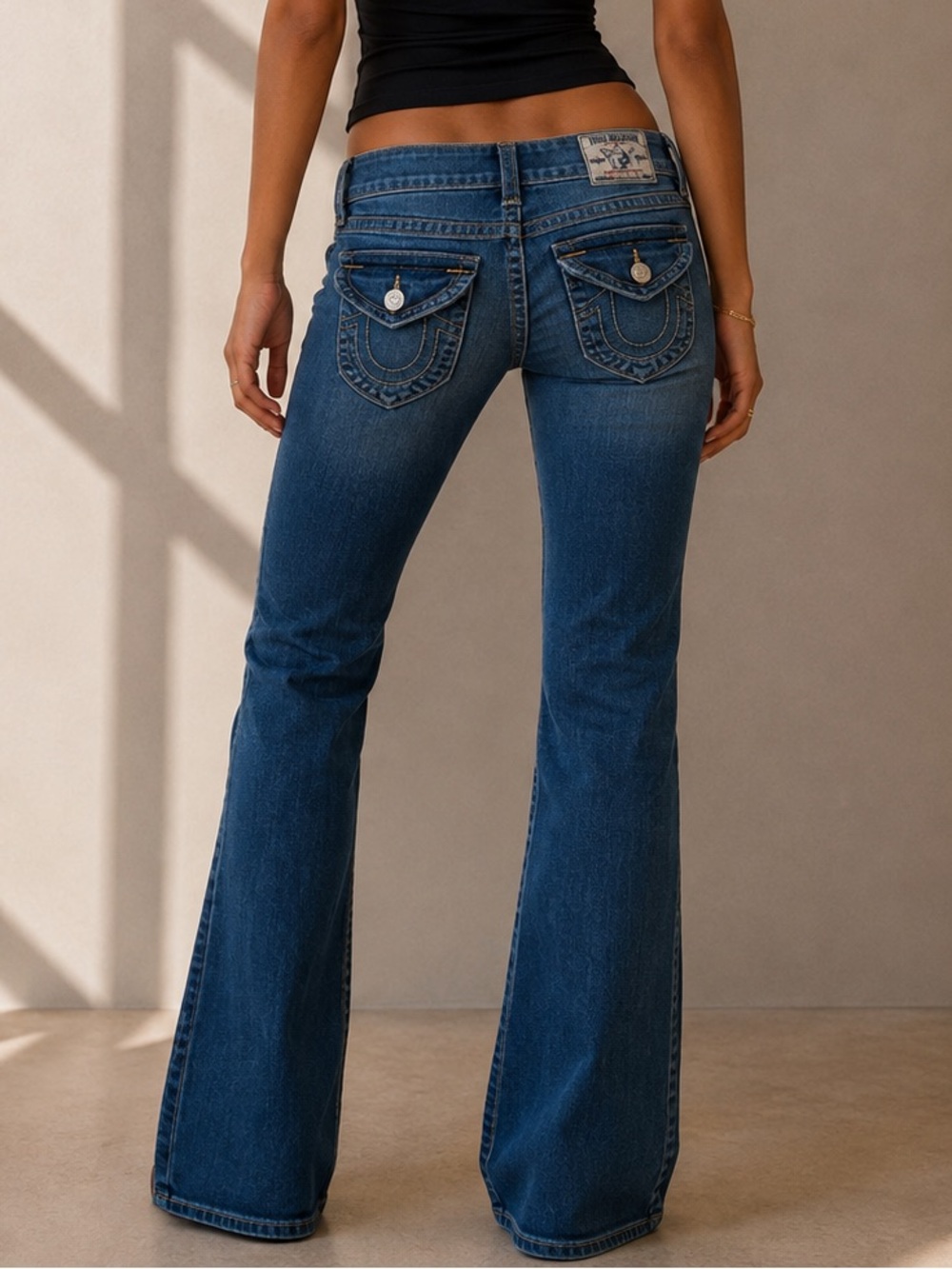 Y2K True Religion Dark Wash Low Rise Bootcut Jeans (Billy Model)